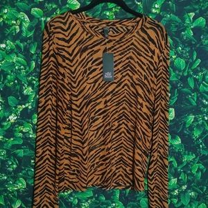 Tiger Print Long Sleeve Mesh Top🐅